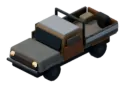 Beauty layer of the Syrian light technical: a rusted pickup truck with a mounted gun.
